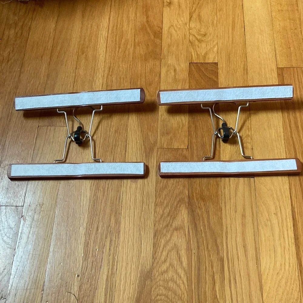 Wooden Pants Hangers with Metal Hooks - Set of 2